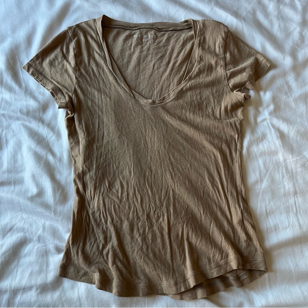 J Crew 100% cotton v neck tee fitted tailored XS